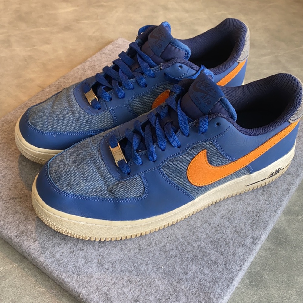 Nike Air Force 1 ‘82 Storm Blue And Vivid Orange Low Top Sneaker